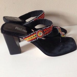 $248 PELLE Moda Beaded Boho Sandals Sz 7